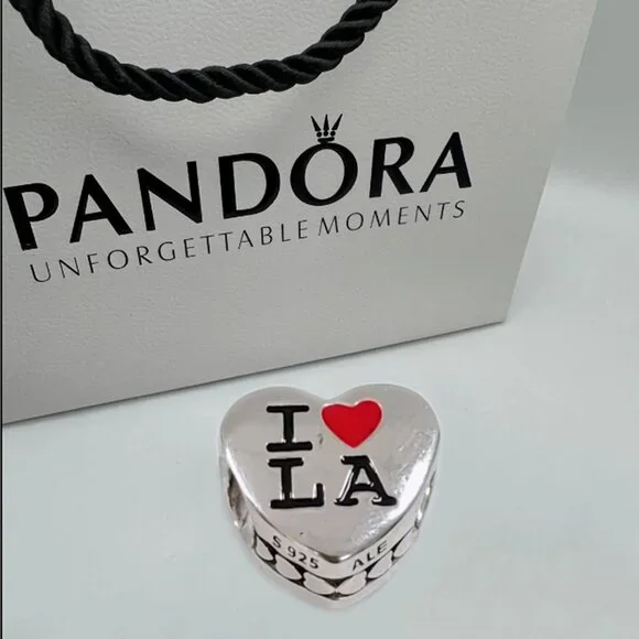 Pandora Heart-shaped Los Angeles Charm Bracelet Pendant S925 Silver with box